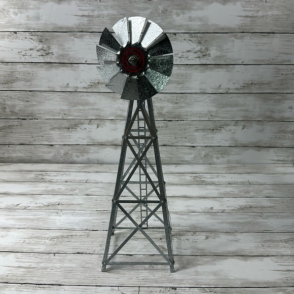 VINTAGE WINDMILL 17" MODEL GALVANIZED STEEL Train Village - Picture 1 of 5